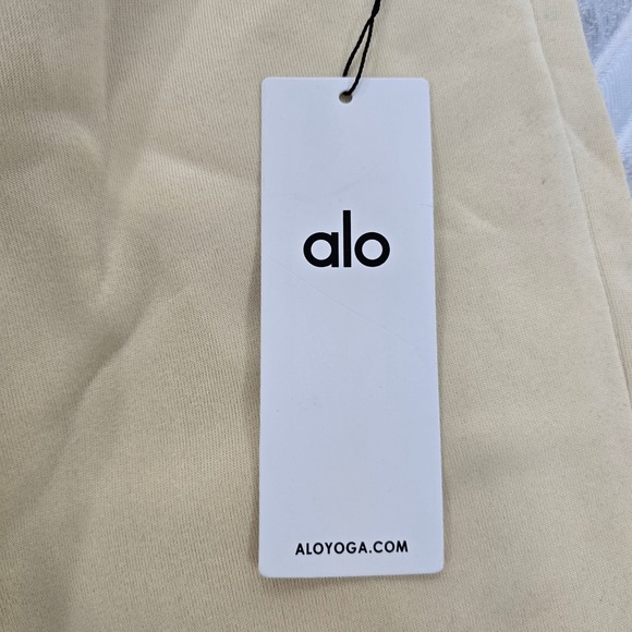 Alo Yoga Accolade Straight Leg Sweatpants Beige Tan High Rise Modal Fleece M NEW - Picture 2 of 9